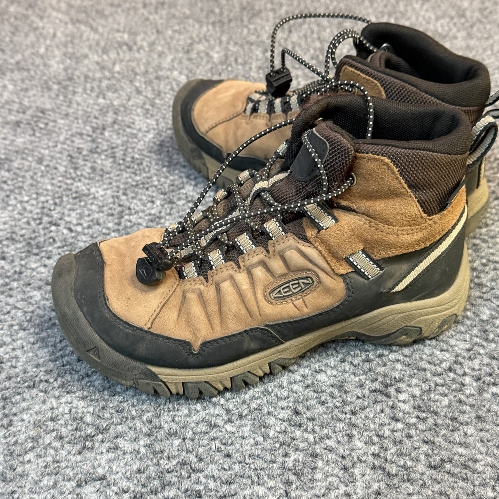 Keen Targhee IV Waterproof Hiking Boots Kids Sz 2Y Brown Black Outdoors Durable